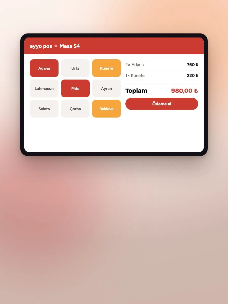 POS Sistemi ekranı — eyyo pos